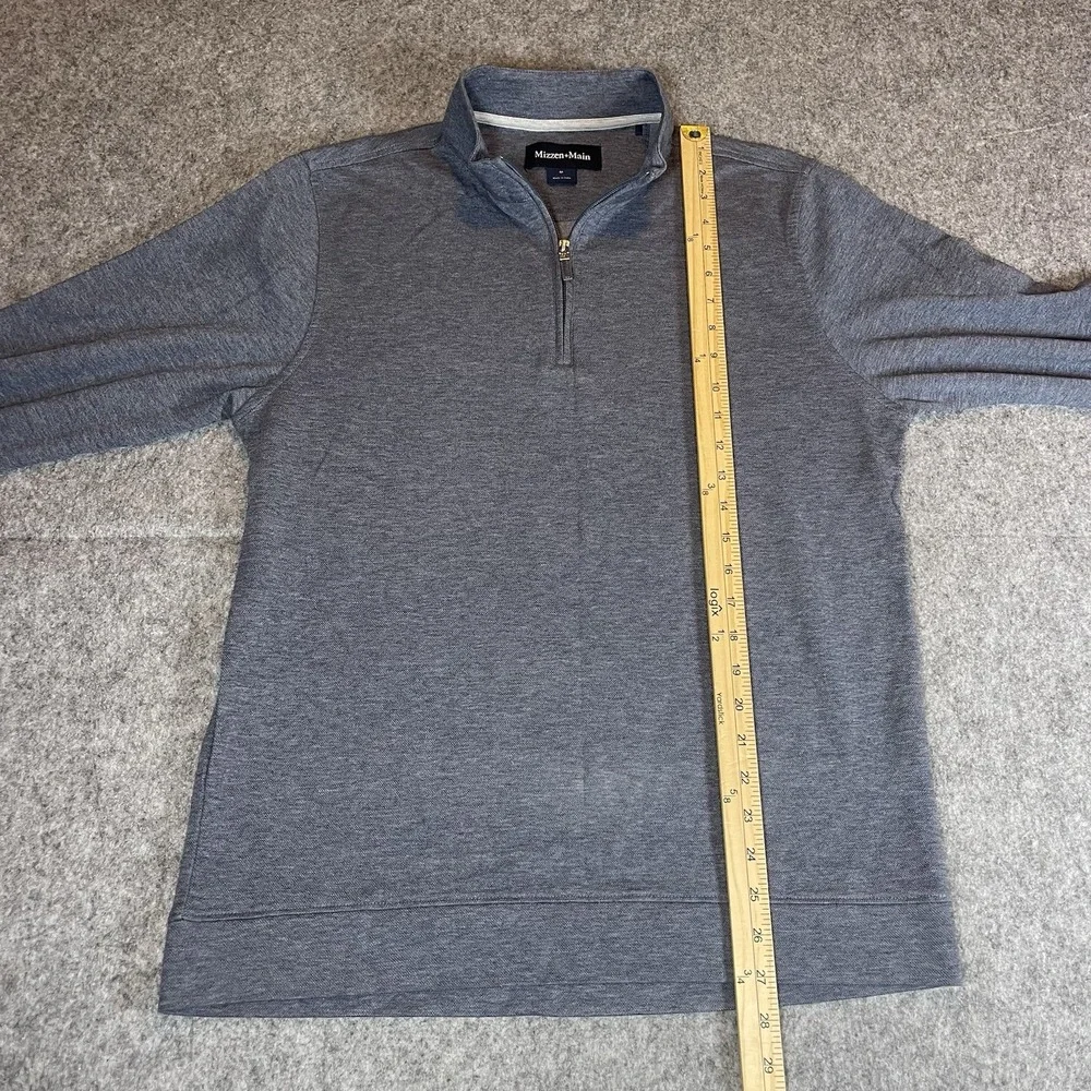Mizzen+Main Crandall 1/4 Zip Men's Medium Heathered Blue Performance Stretch